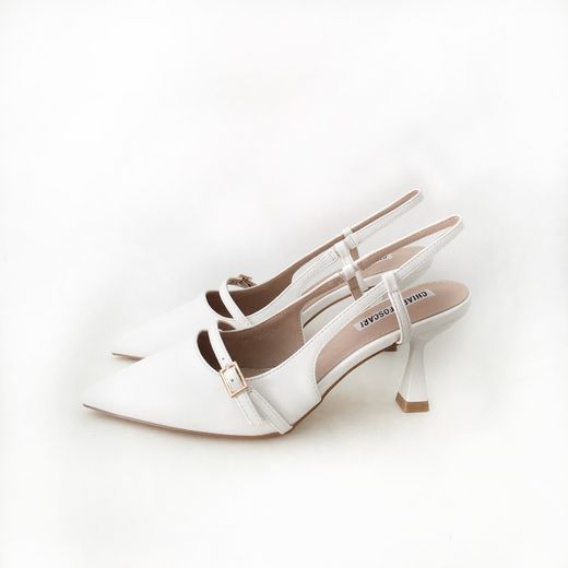 Zapato Destalonado Con Tacón Blanco