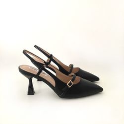 Zapato Destalonado Con Tacón Negro