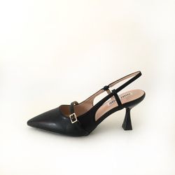 Zapato Destalonado Con Tacón Negro