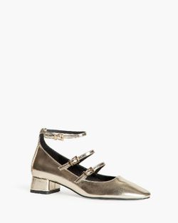 Scarpa Mary Jeane Con Tacco Quadrato Dorato marca Corina M4665