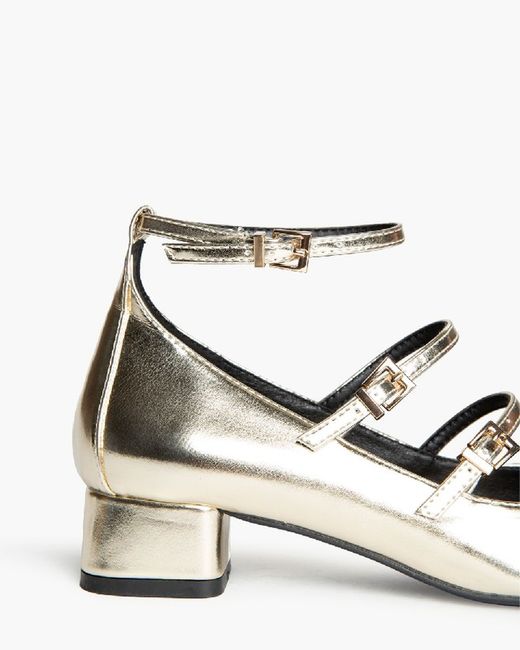 Scarpa Mary Jeane Con Tacco Quadrato Dorato marca Corina M4665