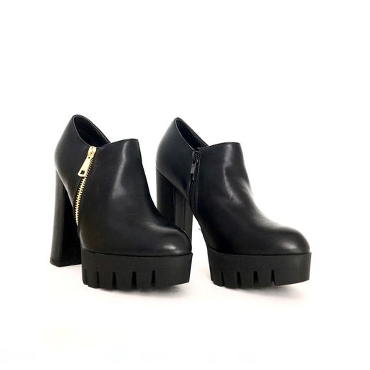 Zapato Tipo Botín Con Tacón Mujer Negro