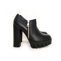 Zapato Tipo Botín Con Tacón Mujer Negro