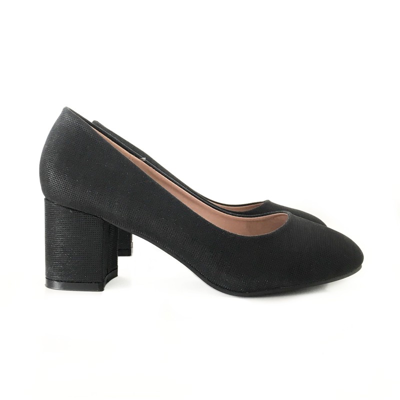 Zapato Salón Para Mujer Con Tacón Ancho Negro — Zapatos Calzados Germans