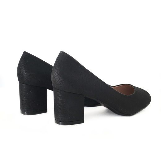 Zapato Tipo Salón Para Mujer Con Tacón Ancho Negro