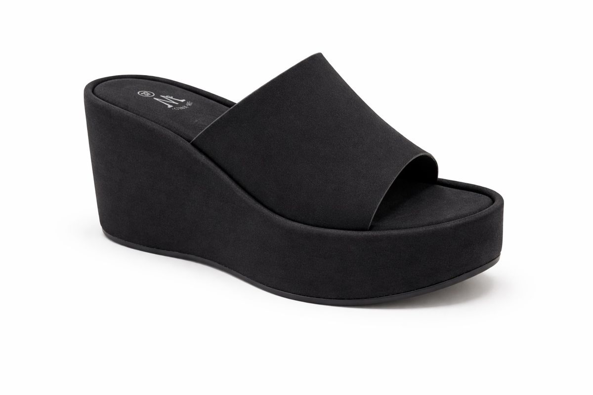 Zueco Plataforma Negro Abierto 36